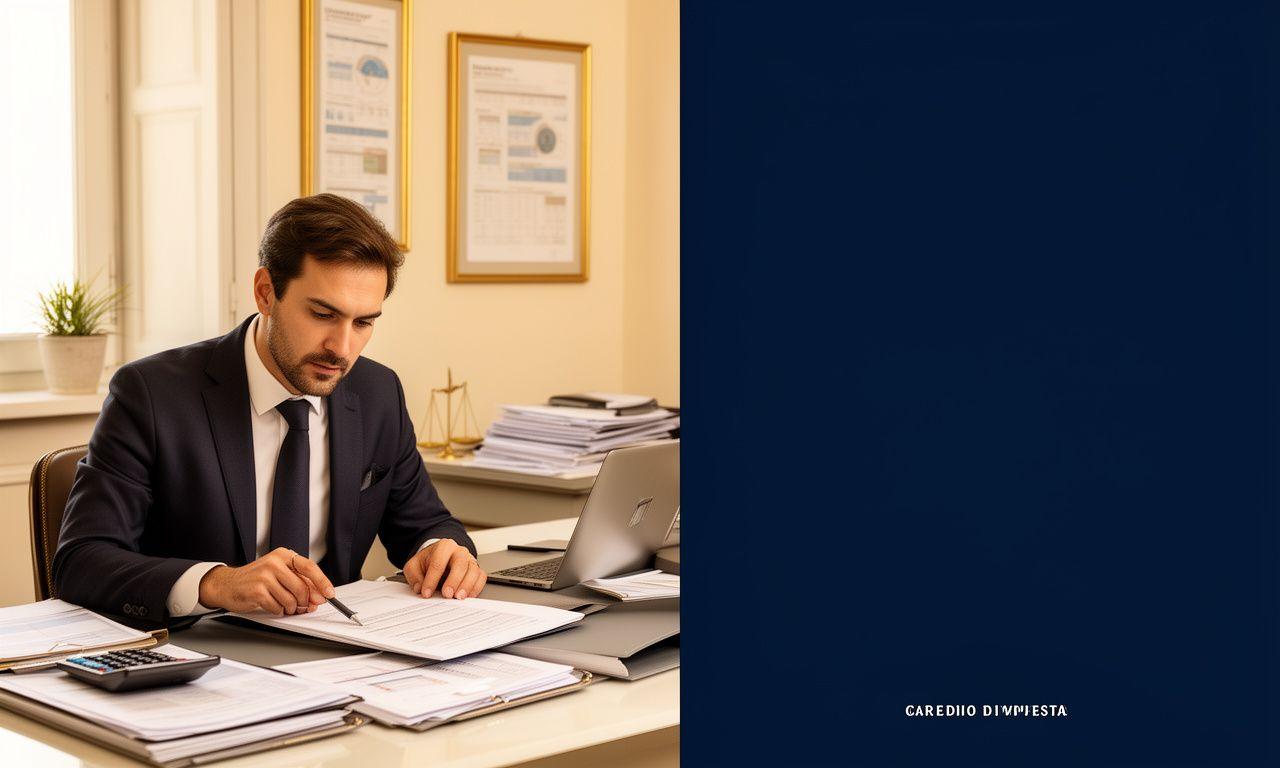 Consulente fiscale che analizza documenti sui crediti d'imposta in un ufficio professionale